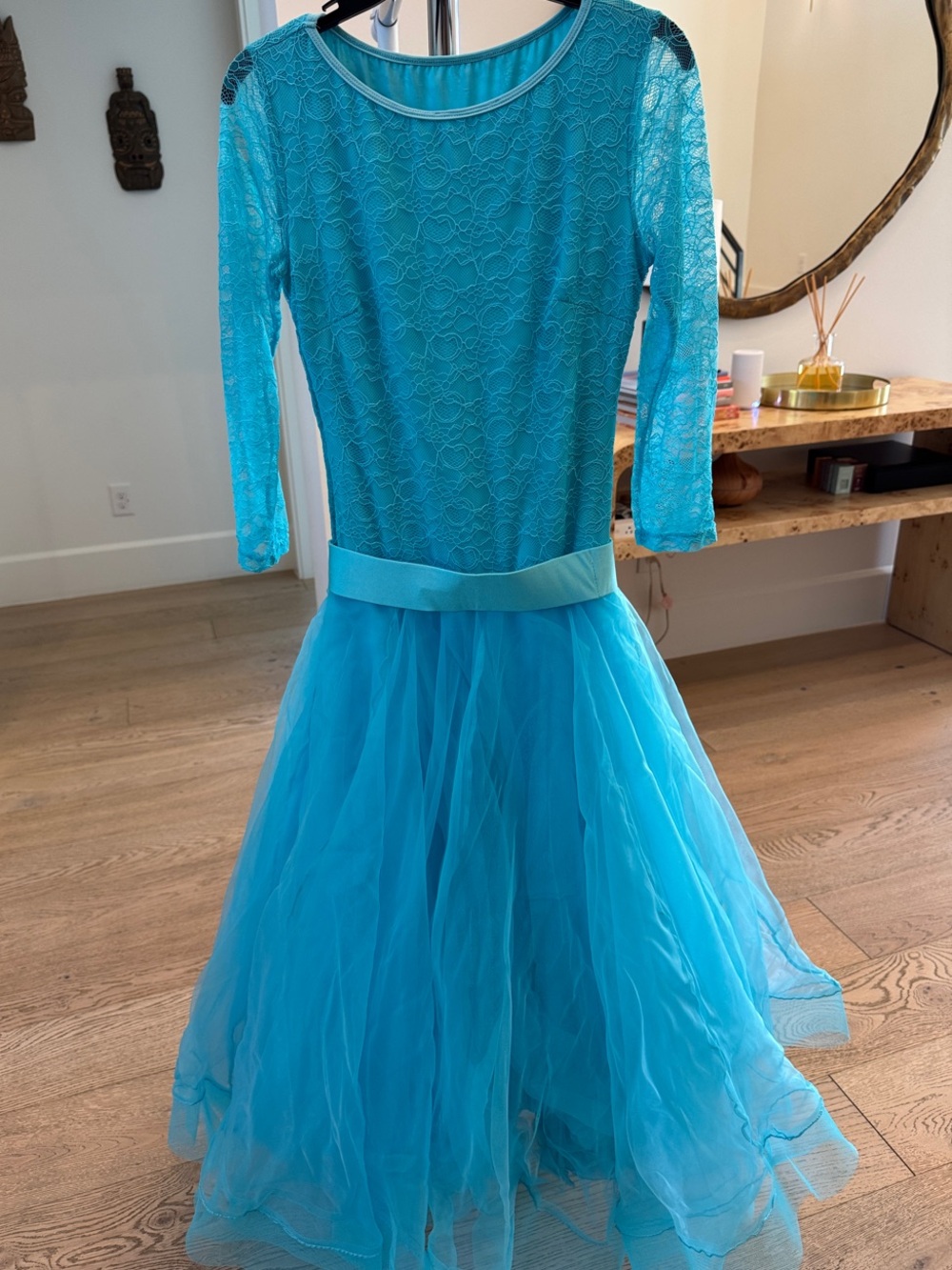 Womens Teal Lace & Tulle Dance Costume